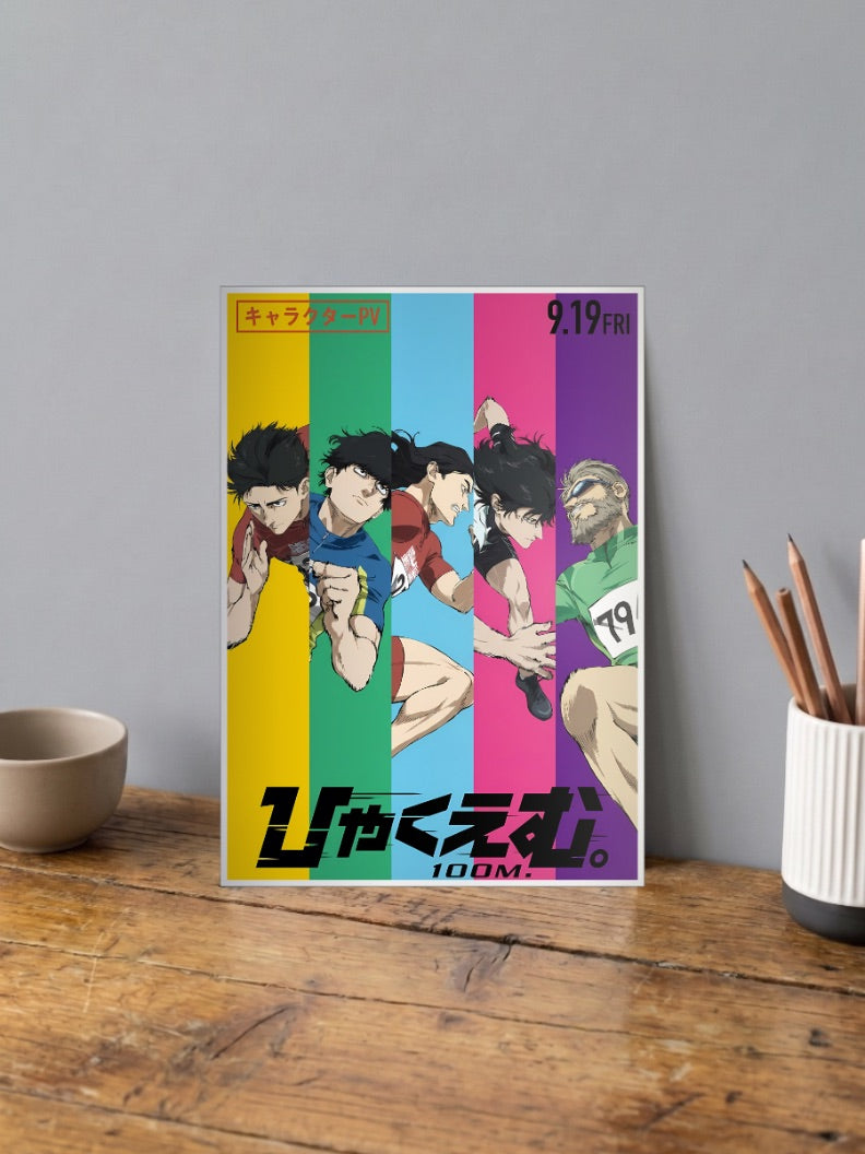 100 Meters Character Lineup Anime Poster