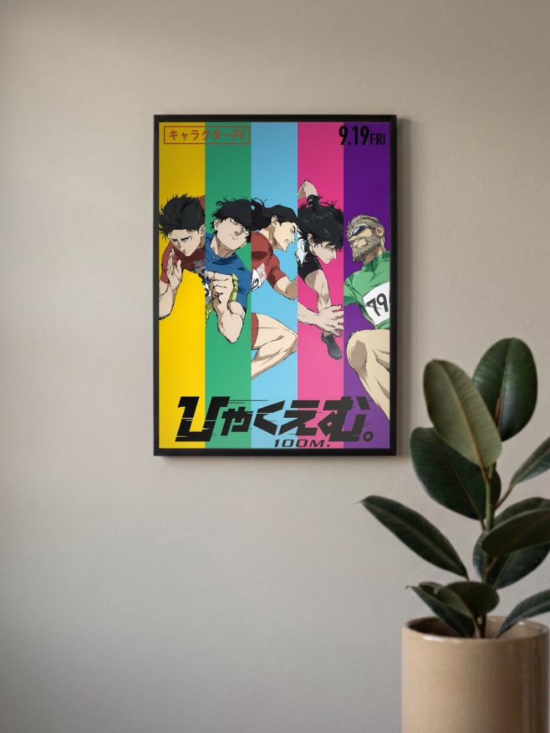 100 Meters Character Lineup Anime Poster