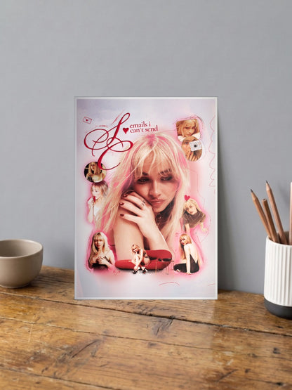 Sabrina Carpenter Pink Collage Singers Poster
