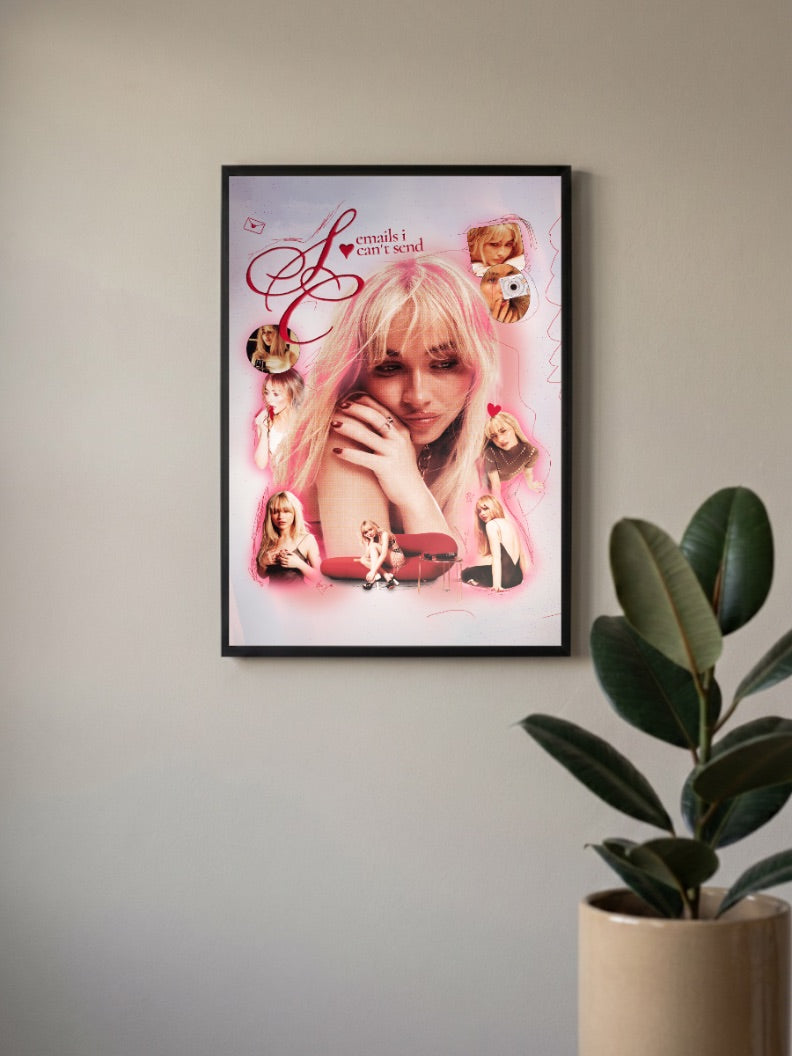 Sabrina Carpenter Pink Collage Singers Poster