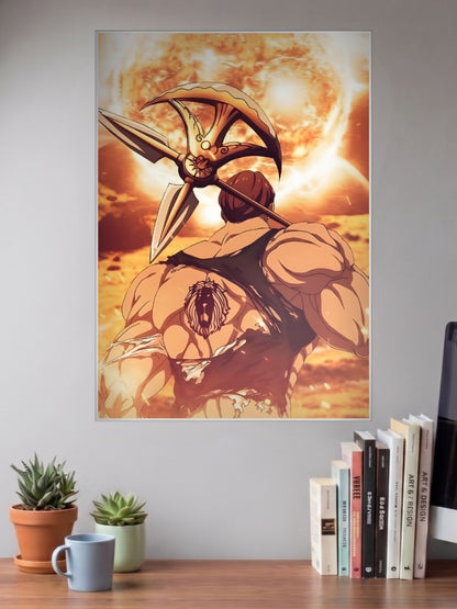 Escanor Back View Sun Art Anime Poster
