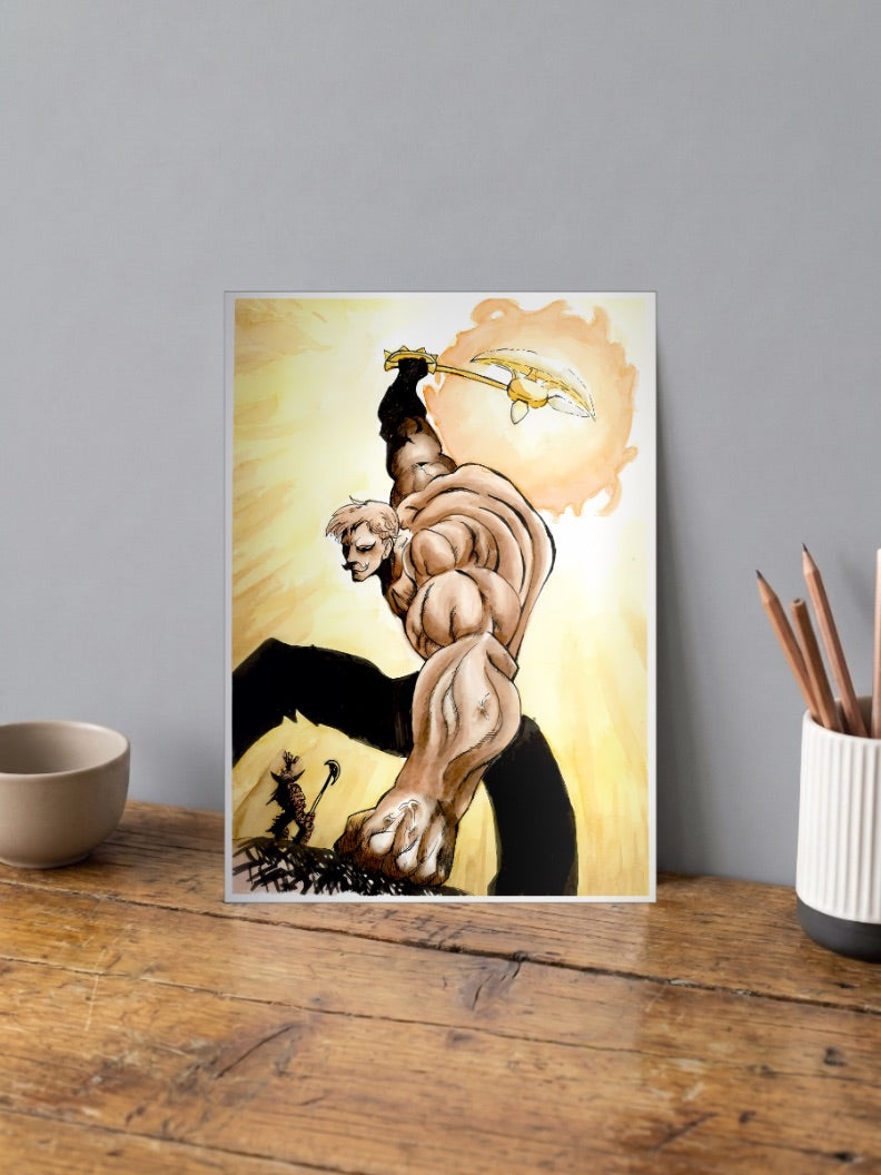 Escanor Dynamic Sword Swing Anime Poster
