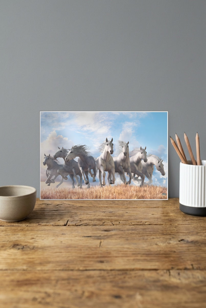 Seven Running Horses Abstract Poster