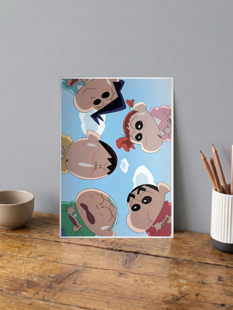 Shin Chan Friends Group Art Anime Poster