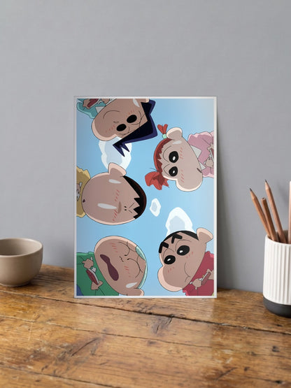 Shin Chan Friends Group Art Anime Poster