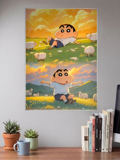 Shin Chan Sheep Field Poster Anime Poster