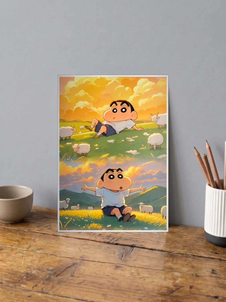 Shin Chan Sheep Field Poster Anime Poster
