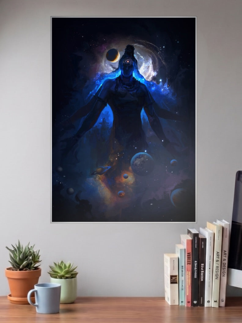 Lord Shiva Galaxy Silhouette Gods Poster