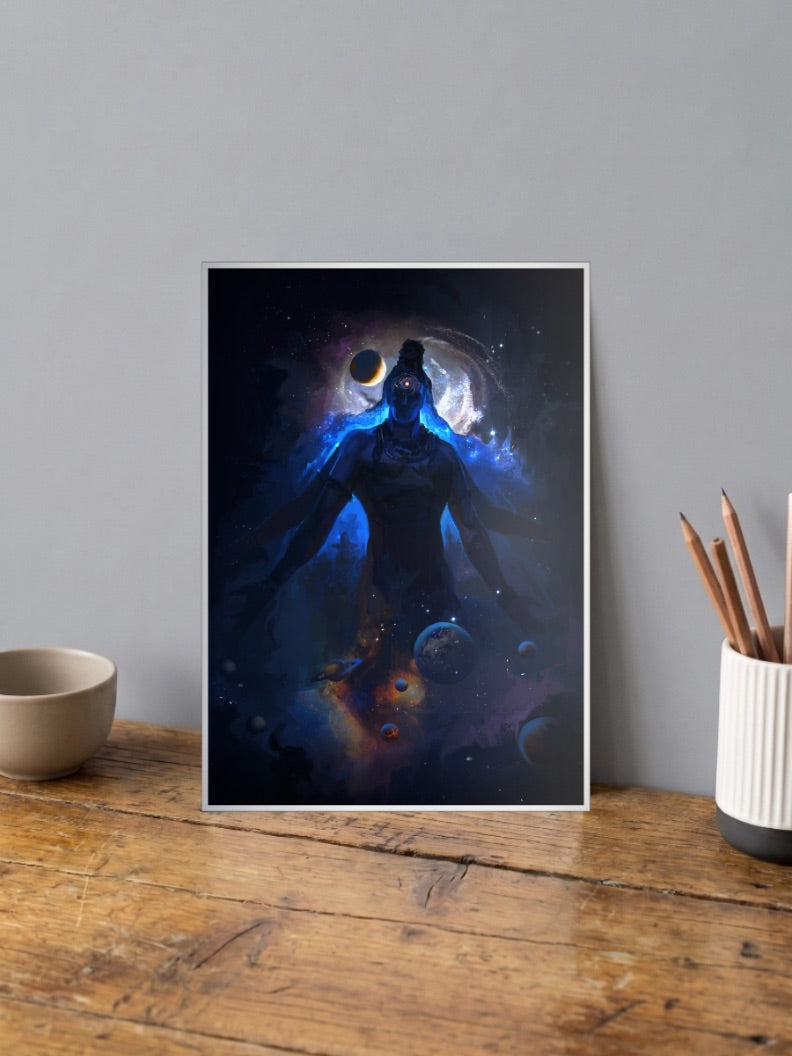 Lord Shiva Galaxy Silhouette Gods Poster