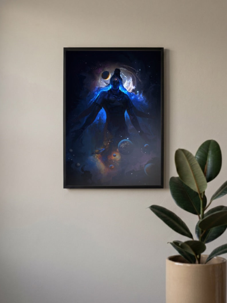 Lord Shiva Galaxy Silhouette Gods Poster
