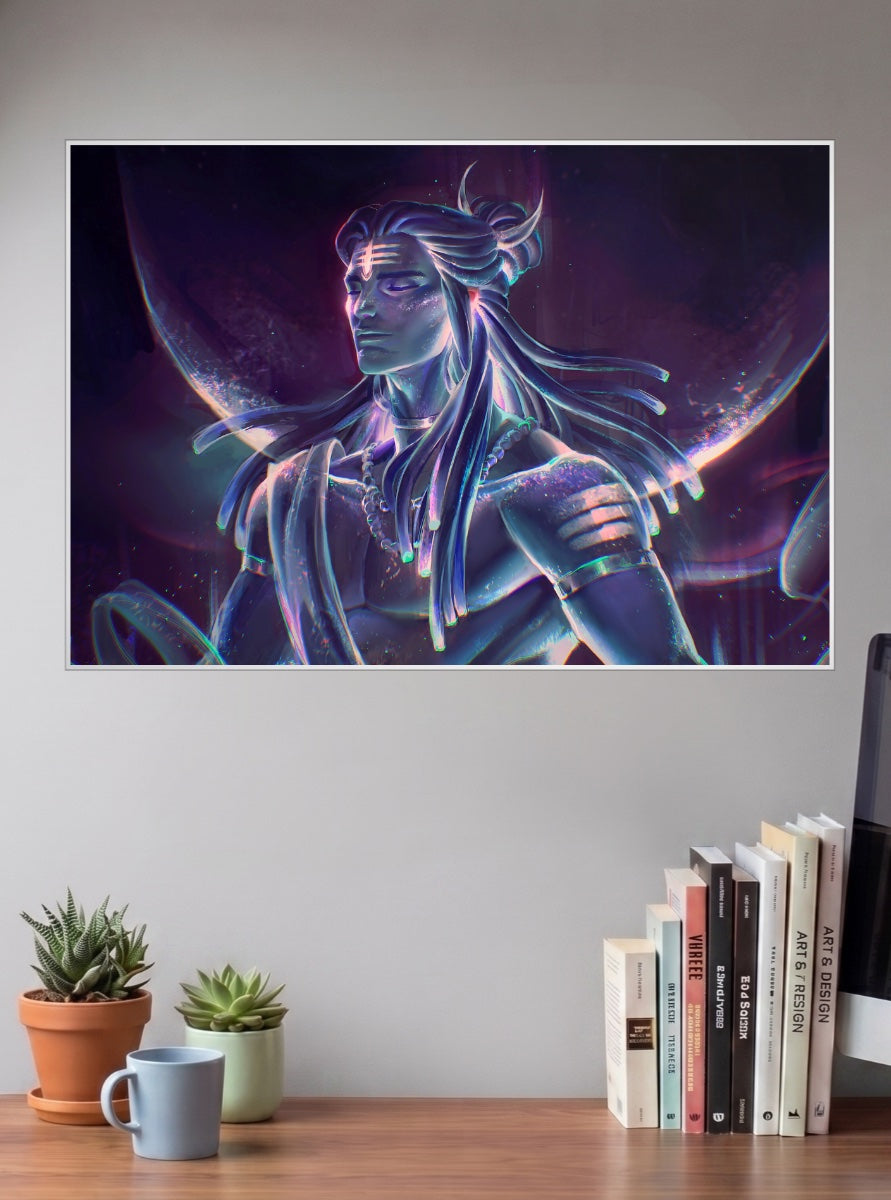 Neon Cosmic Figure Abstract Poster