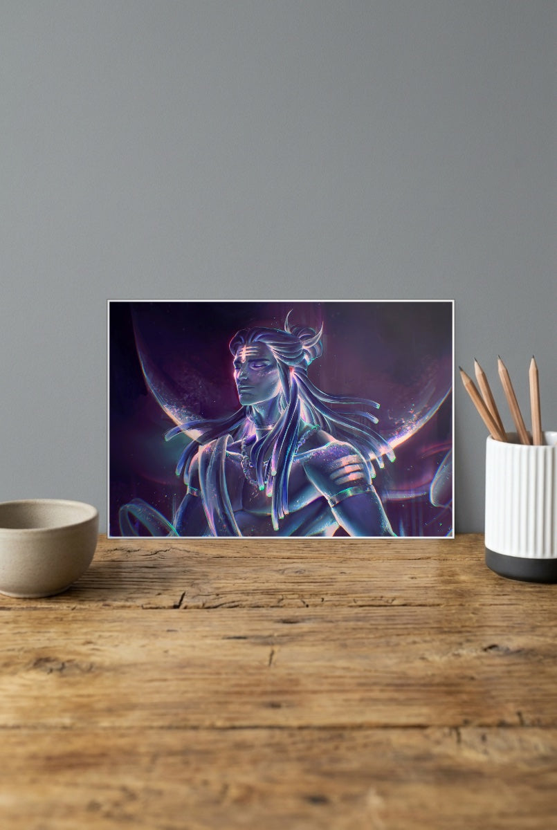 Neon Cosmic Figure Abstract Poster