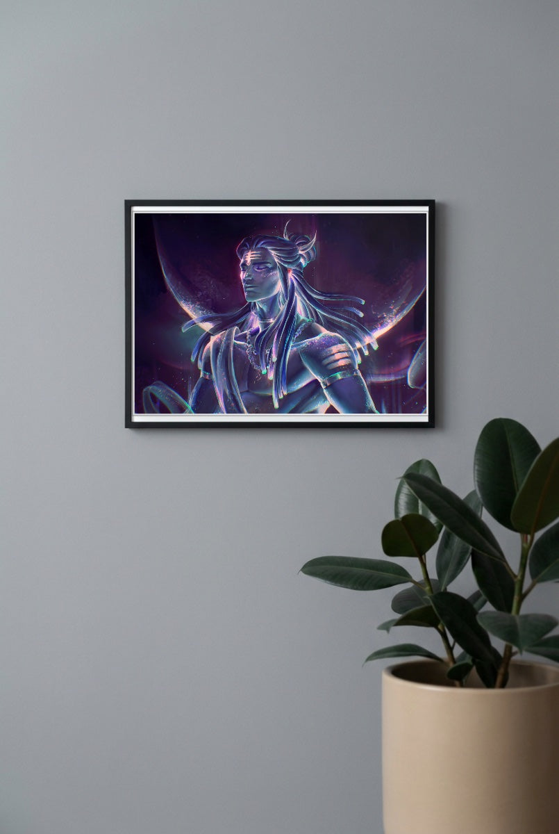 Neon Cosmic Figure Abstract Poster