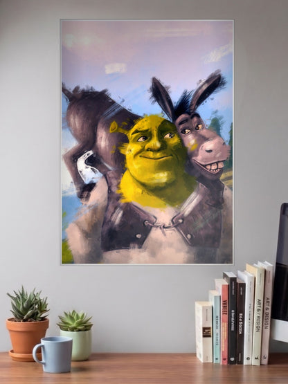 Shrek And Donkey Portrait Cartoon Poster