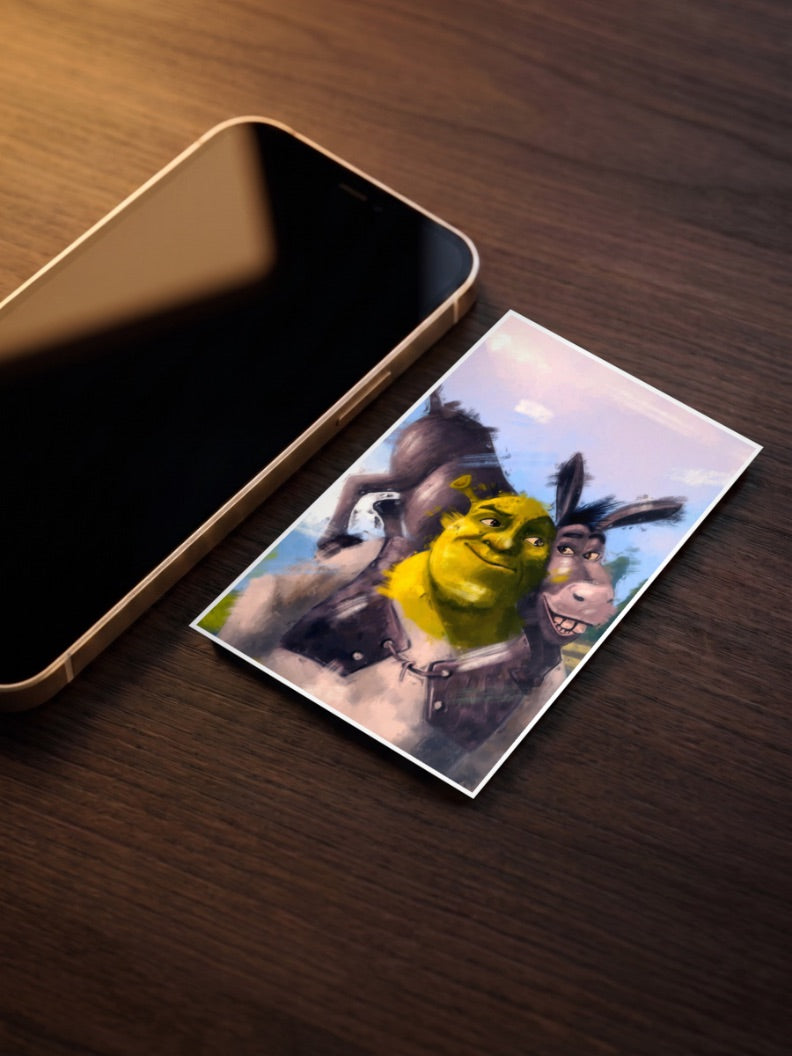 Shrek And Donkey Portrait Cartoon Poster