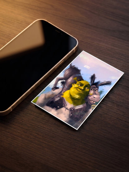 Shrek And Donkey Portrait Cartoon Poster