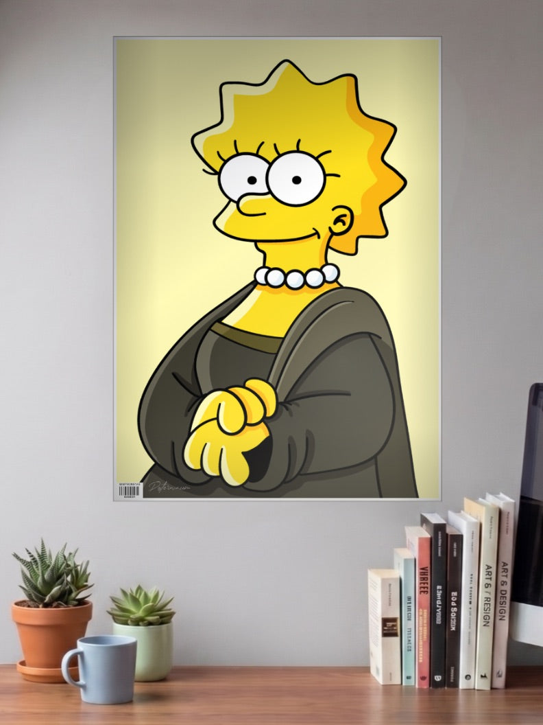 Lisa Simpson Mona Lisa Art Cartoon Poster