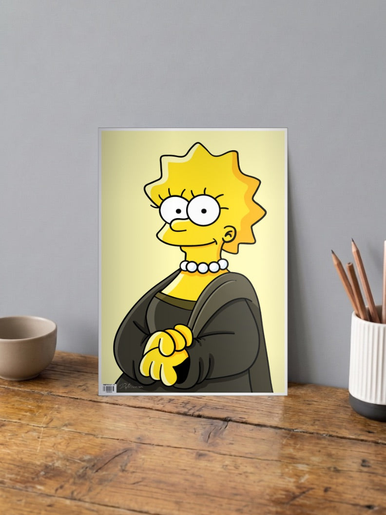 Lisa Simpson Mona Lisa Art Cartoon Poster