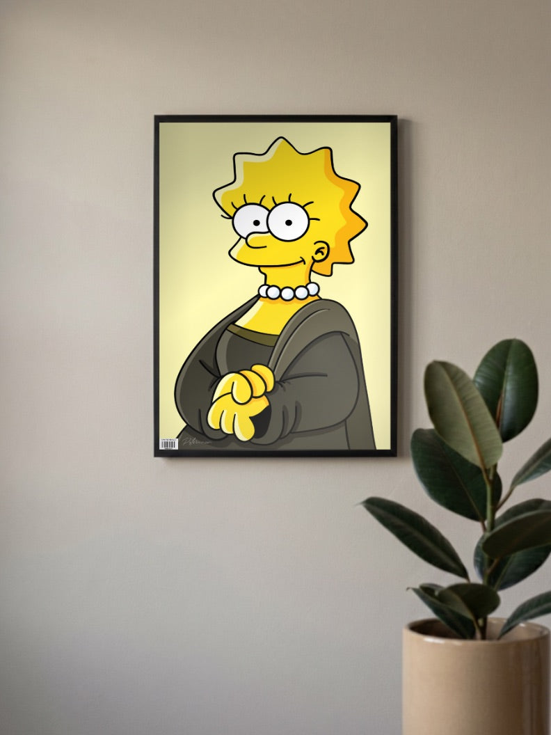 Lisa Simpson Mona Lisa Art Cartoon Poster