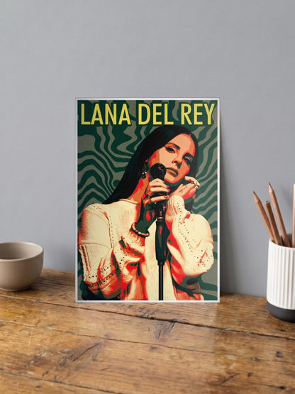 Lana Del Rey Mic Pop Art Singers Poster