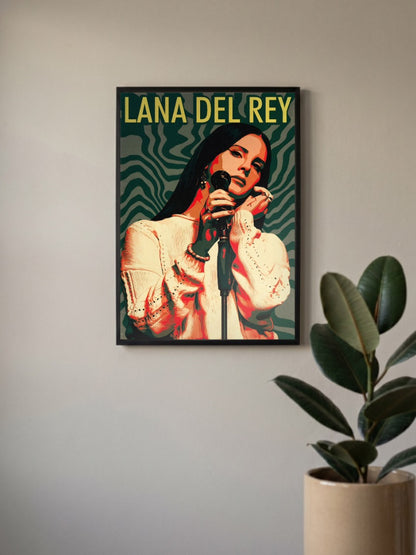 Lana Del Rey Mic Pop Art Singers Poster
