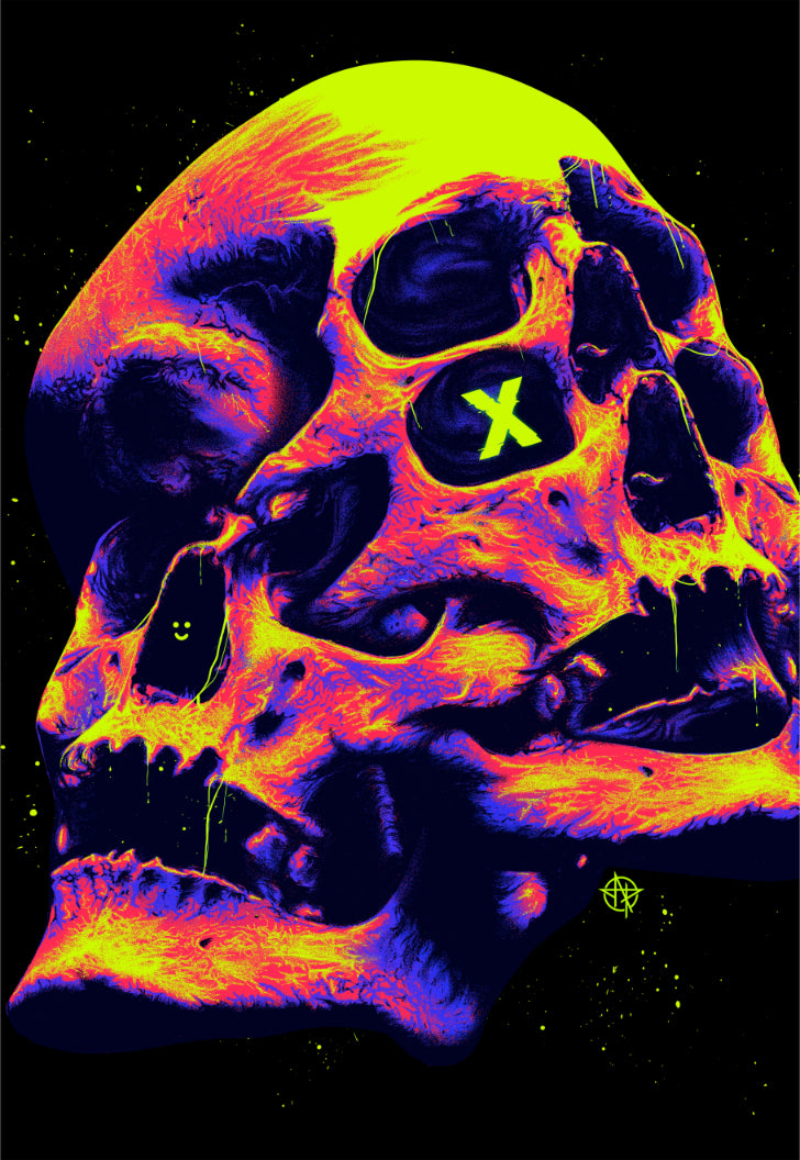 Neon Skull Terror Poster