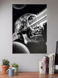 Shattering Planet Skull Art Abstract Poster