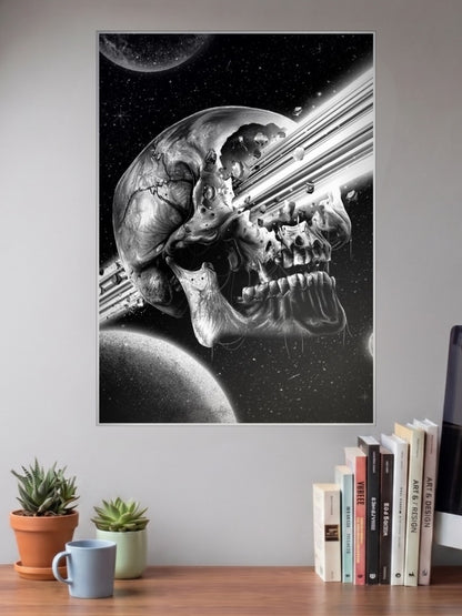 Shattering Planet Skull Art Abstract Poster