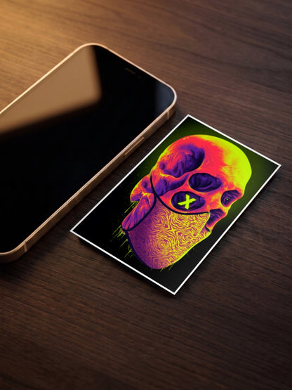Neon Bandana Skull Art Abstract Poster