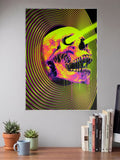 Neon Vortex Skull Art Abstract Poster
