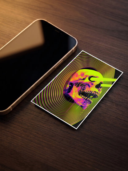 Neon Vortex Skull Art Abstract Poster
