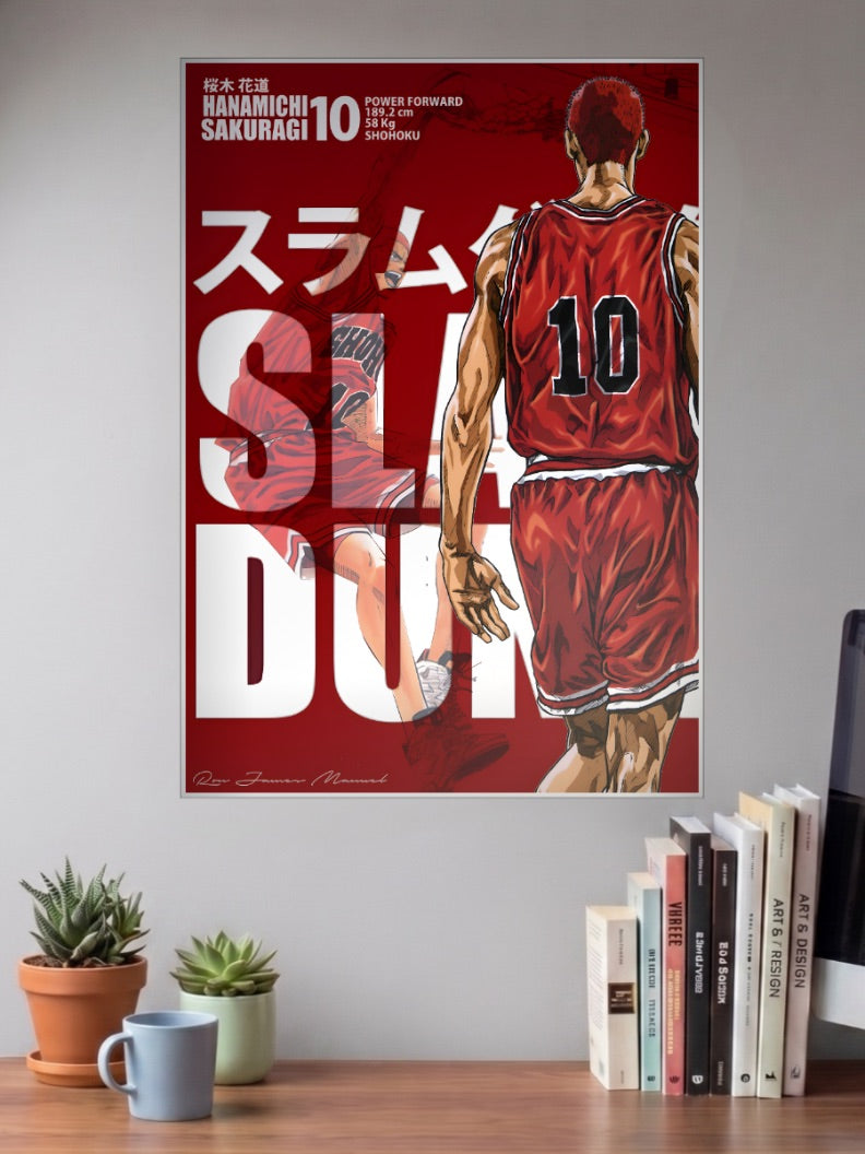 Hanamichi Sakuragi Jersey Art Anime Poster