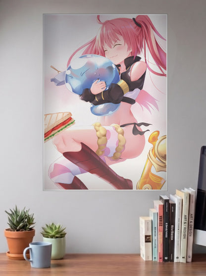 Milim Hugging Rimuru Poster Anime Poster