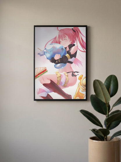 Milim Hugging Rimuru Poster Anime Poster
