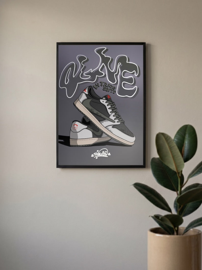 Travis Scott Olive Sneaker Art Sneaker Poster