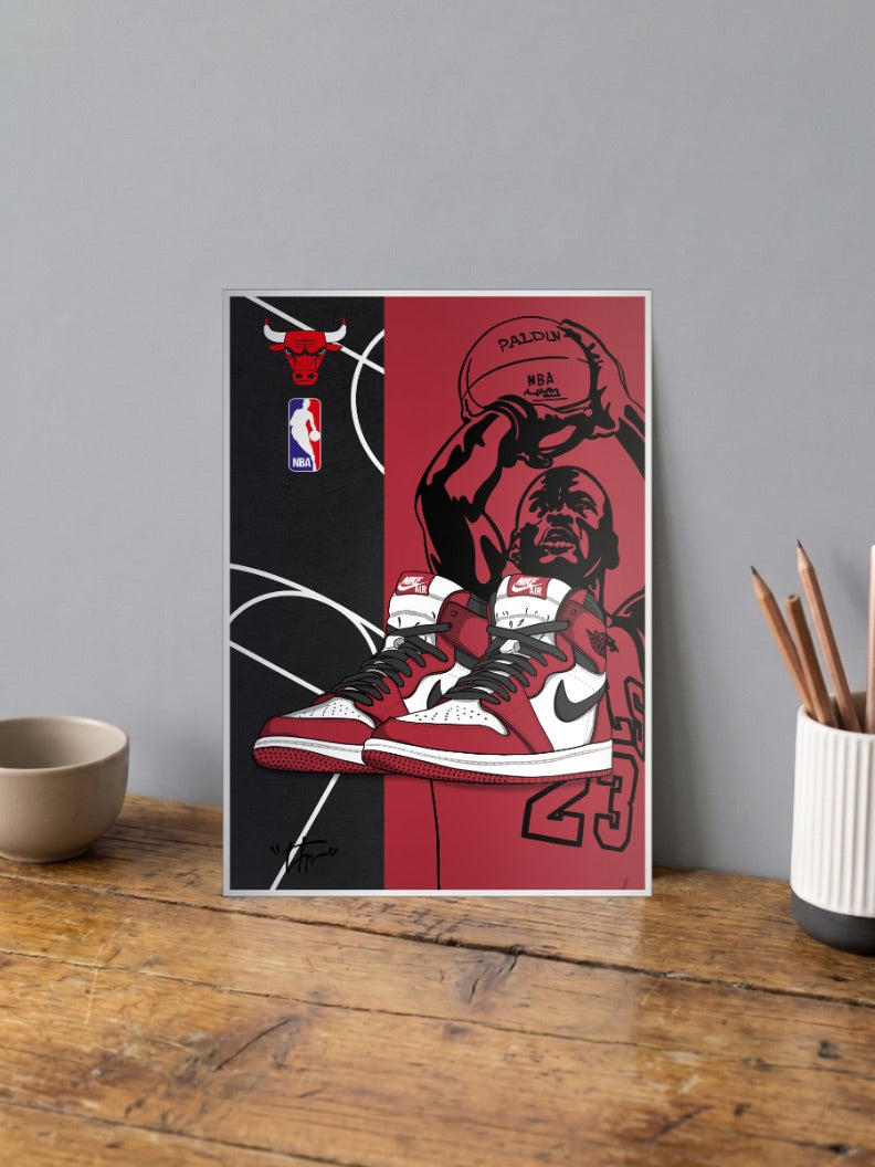 Bulls Jordan Sneaker Art Sneaker Poster
