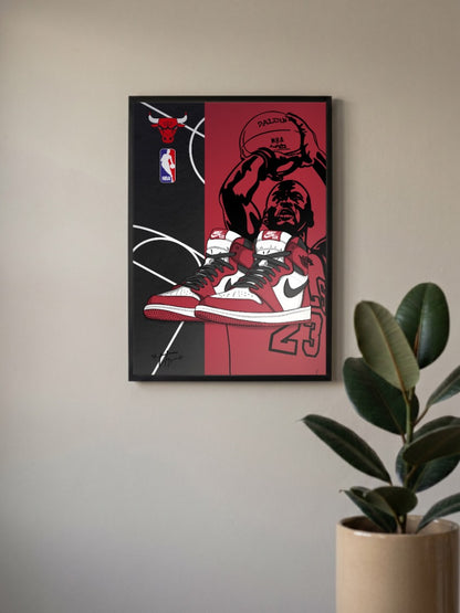 Bulls Jordan Sneaker Art Sneaker Poster