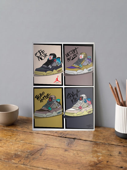 Jordan 4 Colorway Grid Art Sneaker Poster