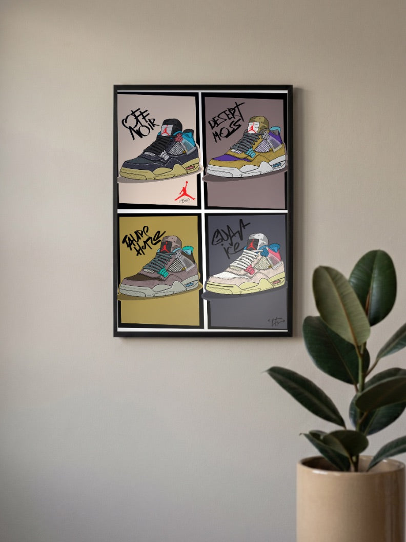 Jordan 4 Colorway Grid Art Sneaker Poster