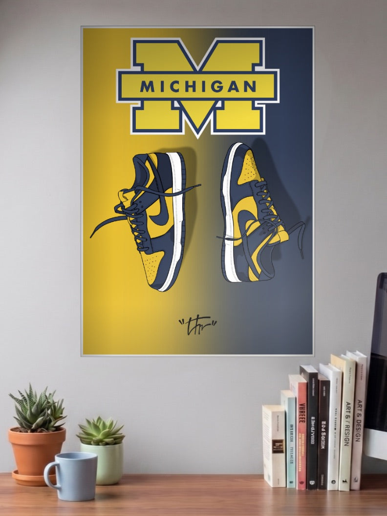 Michigan Dunk Sneaker Art Sneaker Poster
