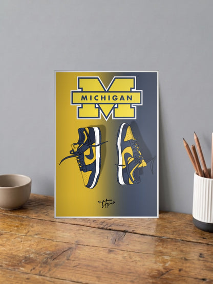 Michigan Dunk Sneaker Art Sneaker Poster