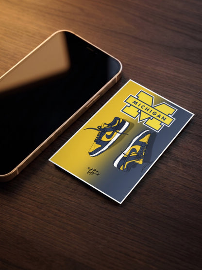 Michigan Dunk Sneaker Art Sneaker Poster