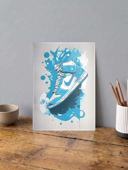 Blue Splash Sneaker Art Sneaker Poster