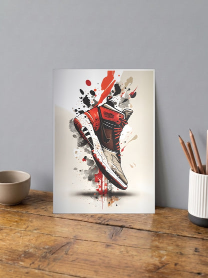 Red Splash Sneaker Art Sneaker Poster