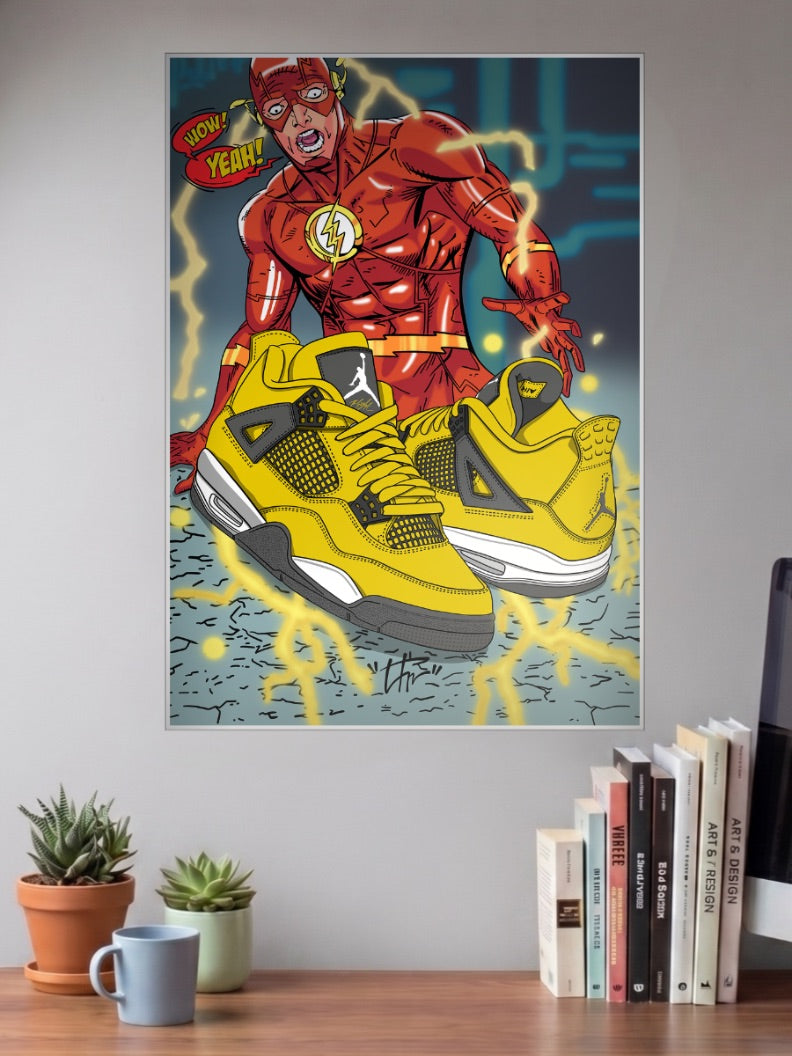 The Flash Jordan 4 Sneaker Art Sneaker Poster