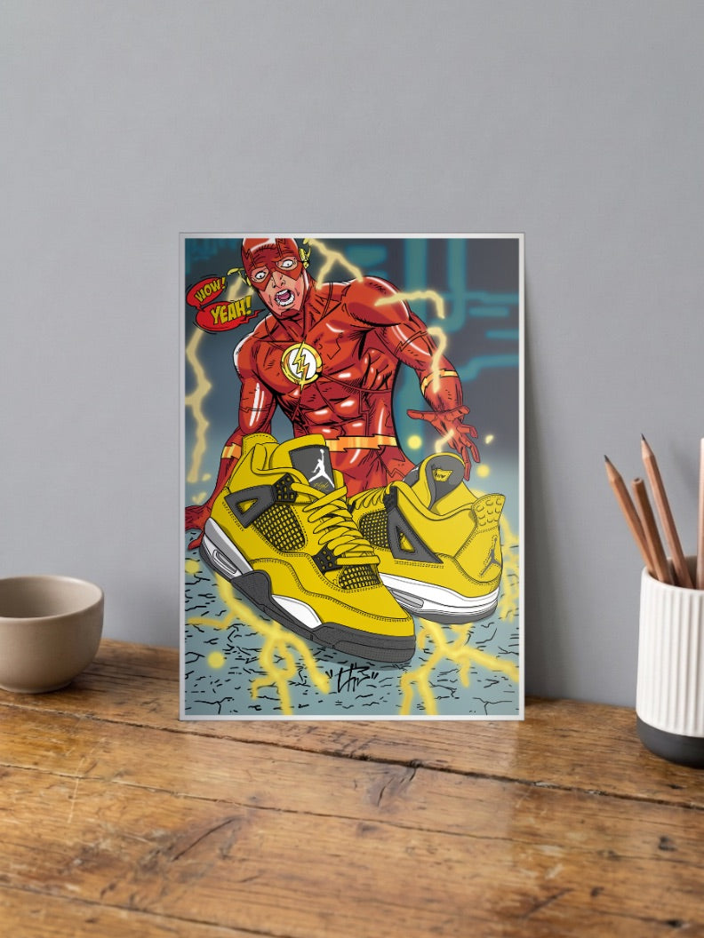 The Flash Jordan 4 Sneaker Art Sneaker Poster
