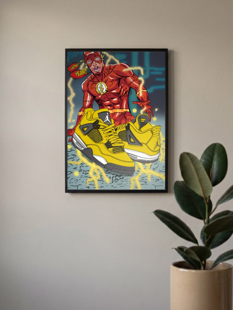 The Flash Jordan 4 Sneaker Art Sneaker Poster