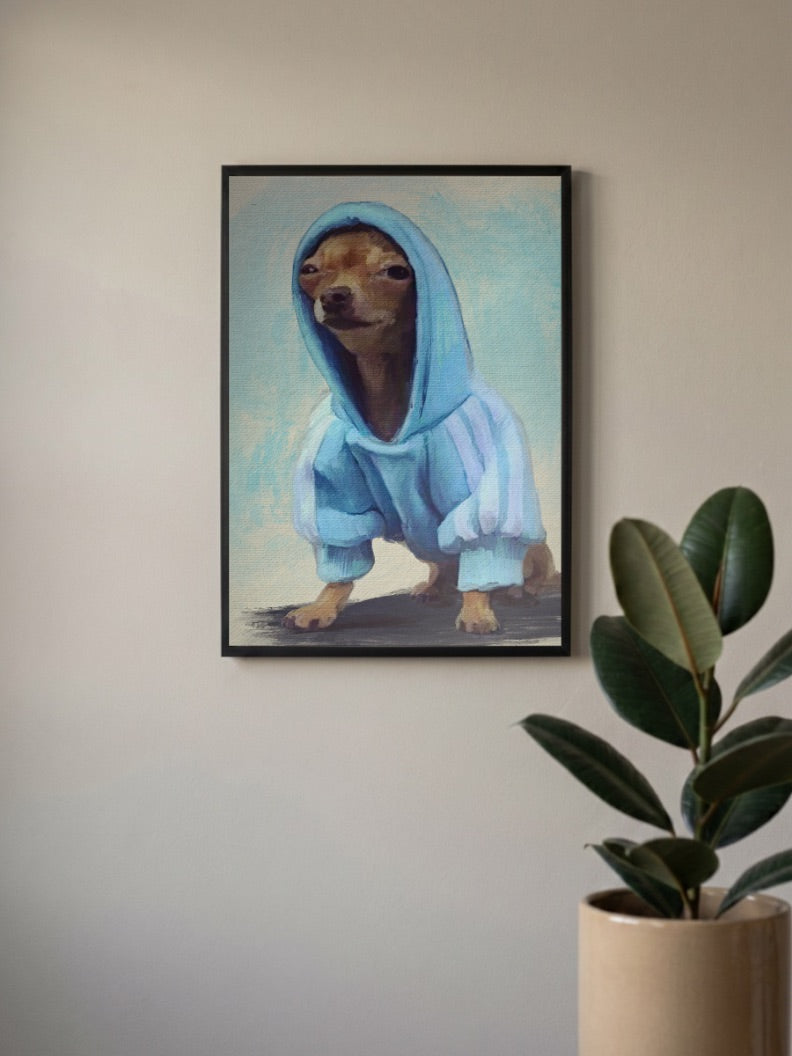 Hoodie Dog Portrait Art Abstract Poster