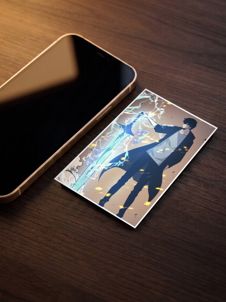 Sung Jinwoo Lightning Sword Anime Poster