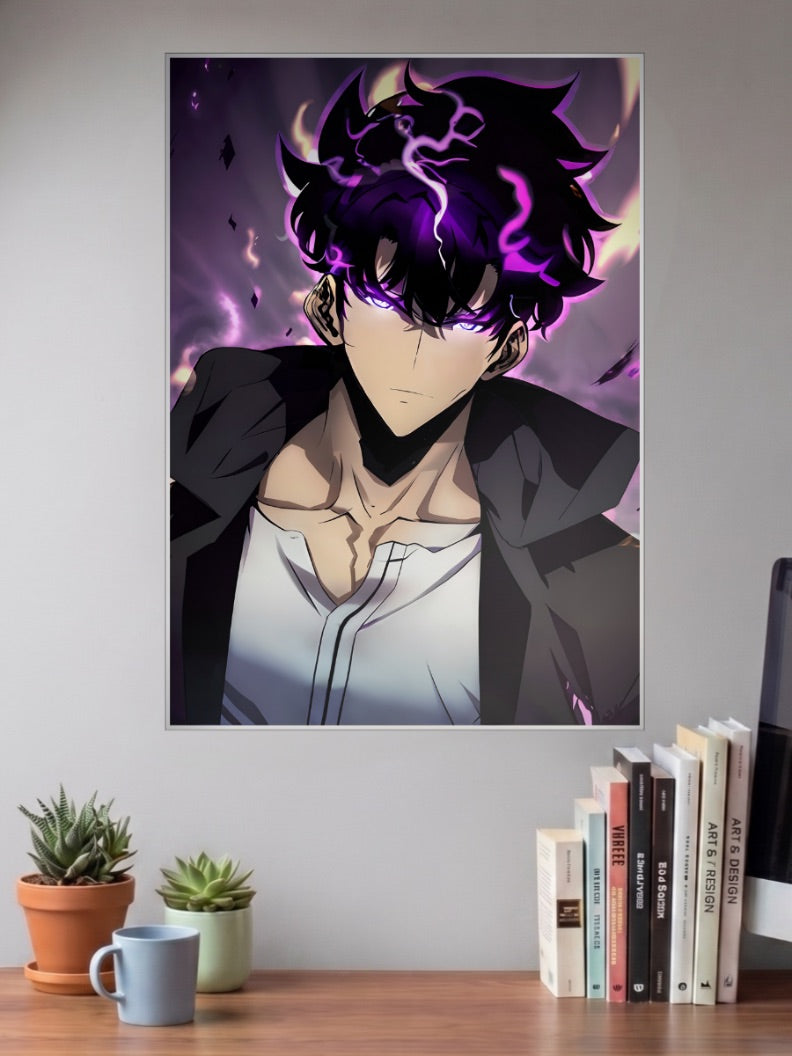 Sung Jinwoo Purple Aura Anime Poster